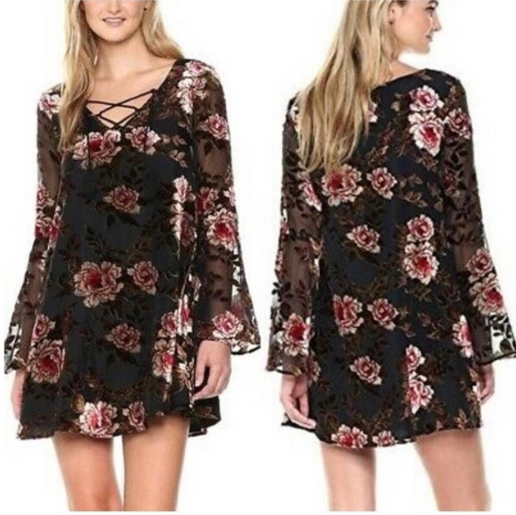 cupcakes & cashmere Dresses & Skirts - NWT Cupcakes And Cashmere Valda Velvet Burnout Dress Mini Small Floral